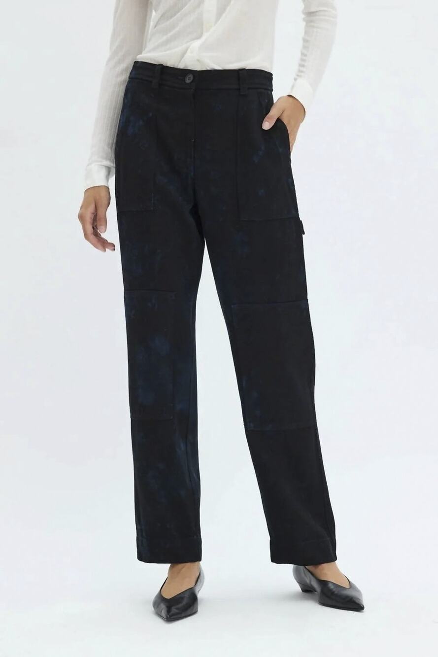 Raquel Allegra Work Pant Dark Indigo Lyocell Cargo Utility Pants 00 NWT